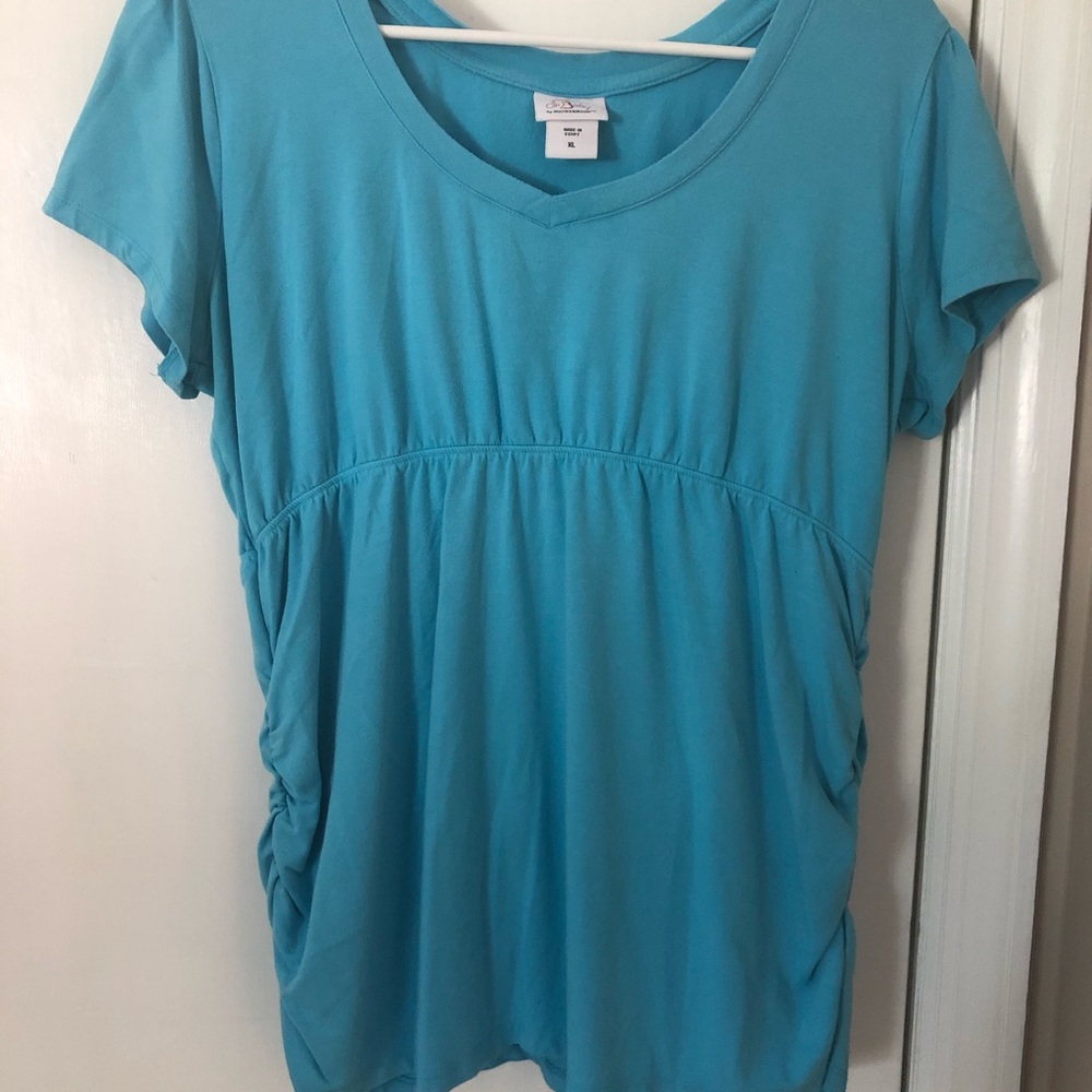 Blue Ruched Maternity Top🤰🏻🖤 - Picture 2 of 5